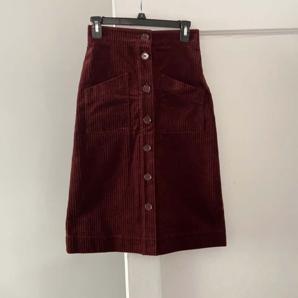 & Other Stories Burgundy Corduroy A-line Skirt